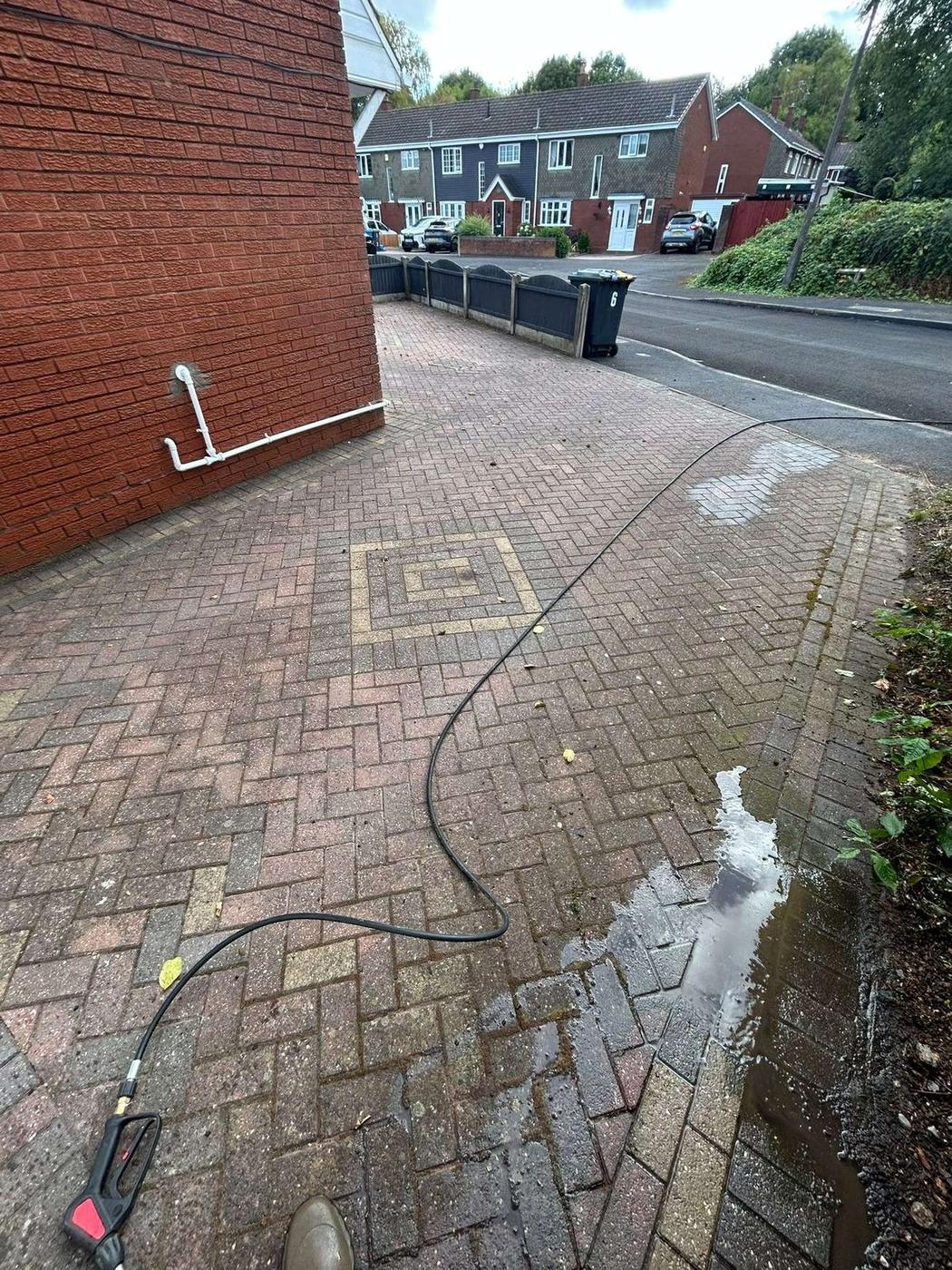 Before driveway and patio cleaning